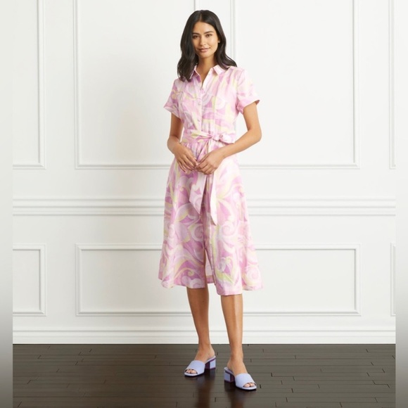 Hill House Size XXS Linen Pink The Lily Midi Dress With Pockets NWT - Picture 1 of 17